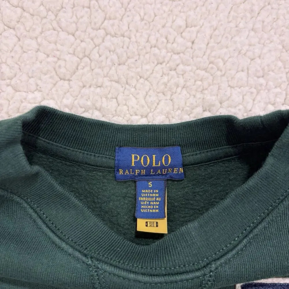 Polo Ralph Lauren Sweatshirt Boys Sz 5 Varsity Letterman Patch Crewneck Sweater‎